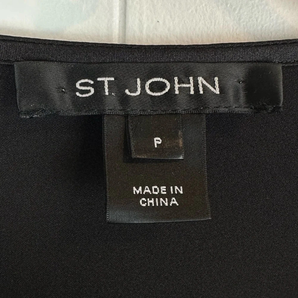 St. John Silk Black Drape Bow Blouse Top Sz S - Picture 3 of 11
